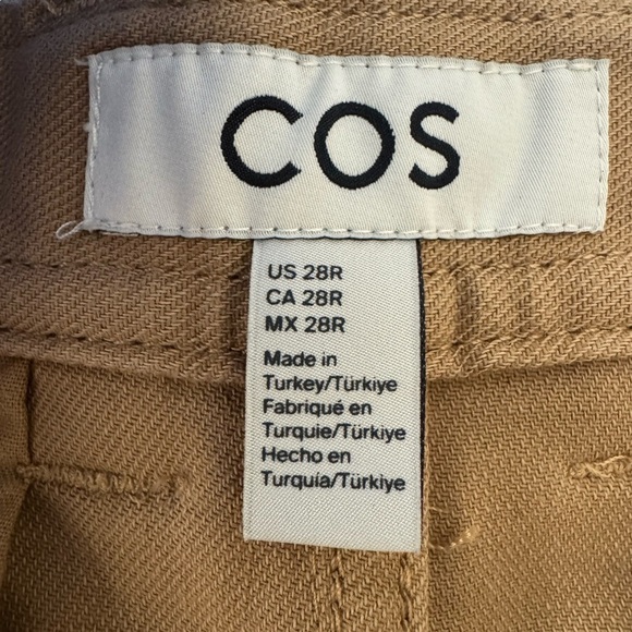 COS Relaxed Flat-Front Straight Leg Pant Trousers, Beige Tan, Size 28 - Picture 8 of 9